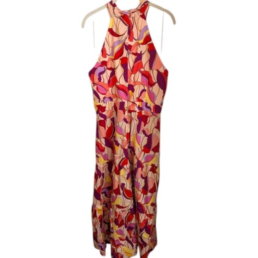 London Times Twisted Flounce Hem Midi Dress NWT - Picture 4 of 7